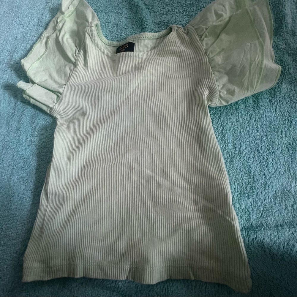 Mint Green Kids Blouse with Flutter Sleeves